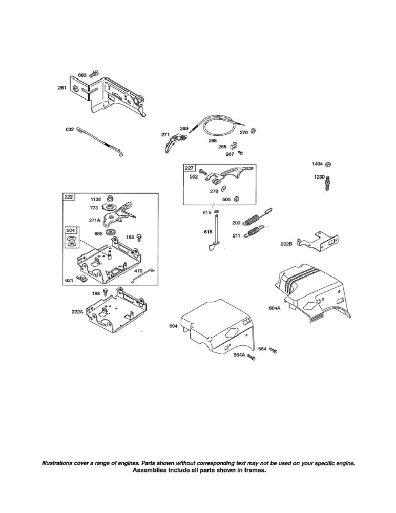 Control Cover And Bracket Diagram and Parts List for 204412-0163-01  Briggs and Stratton Engine